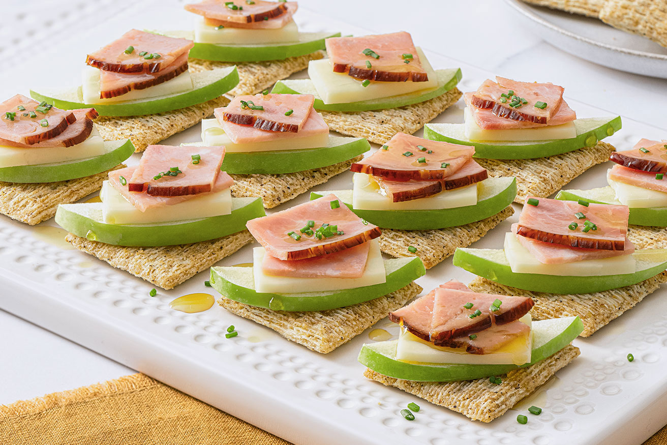 Bouchées pomme, jambon mozza - TRISCUIT et P'TIT QUÉBEC